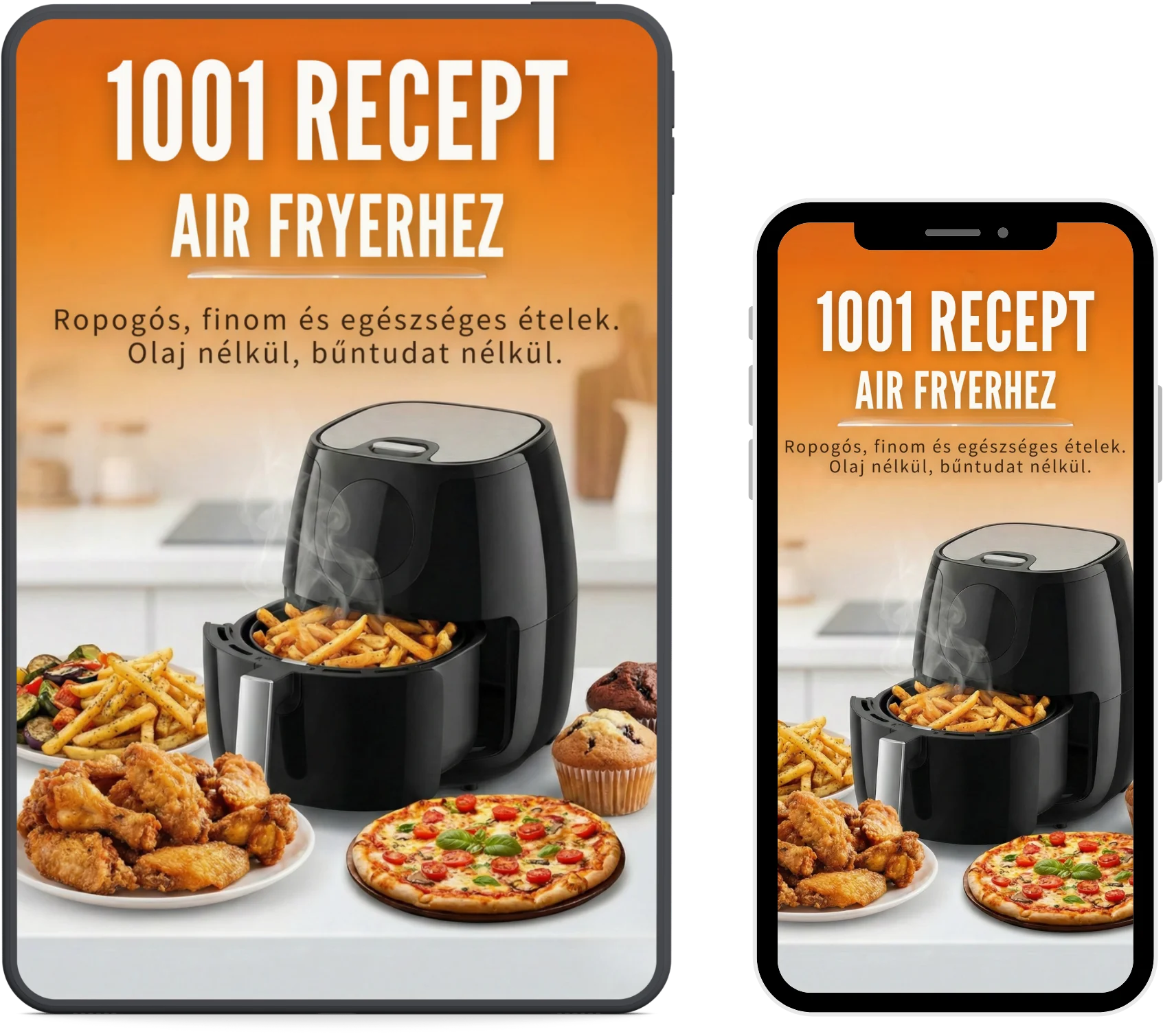 Mockup e-book: 1001 Υγιεινές Συνταγές για Air Fryer